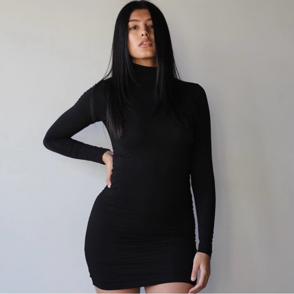 Emmy Deveaux Double Layered Turtleneck Mini Bodycon
